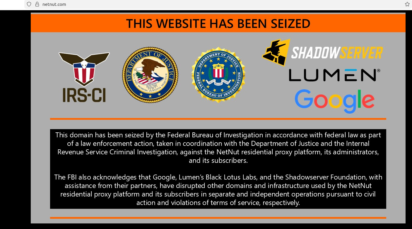 NetNut seizure notice shown in a browser